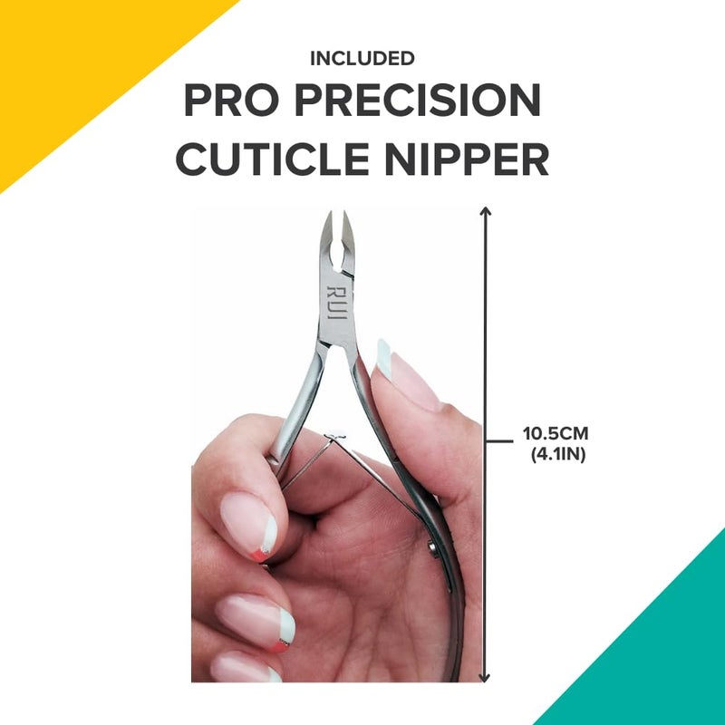 Rui Smiths Pro Stainless Steel 8-Piece Manicure Kit For Home And Salon With Professional Precision Cuticle Nipper And Metal Pusher Style No. 105 - Image 5